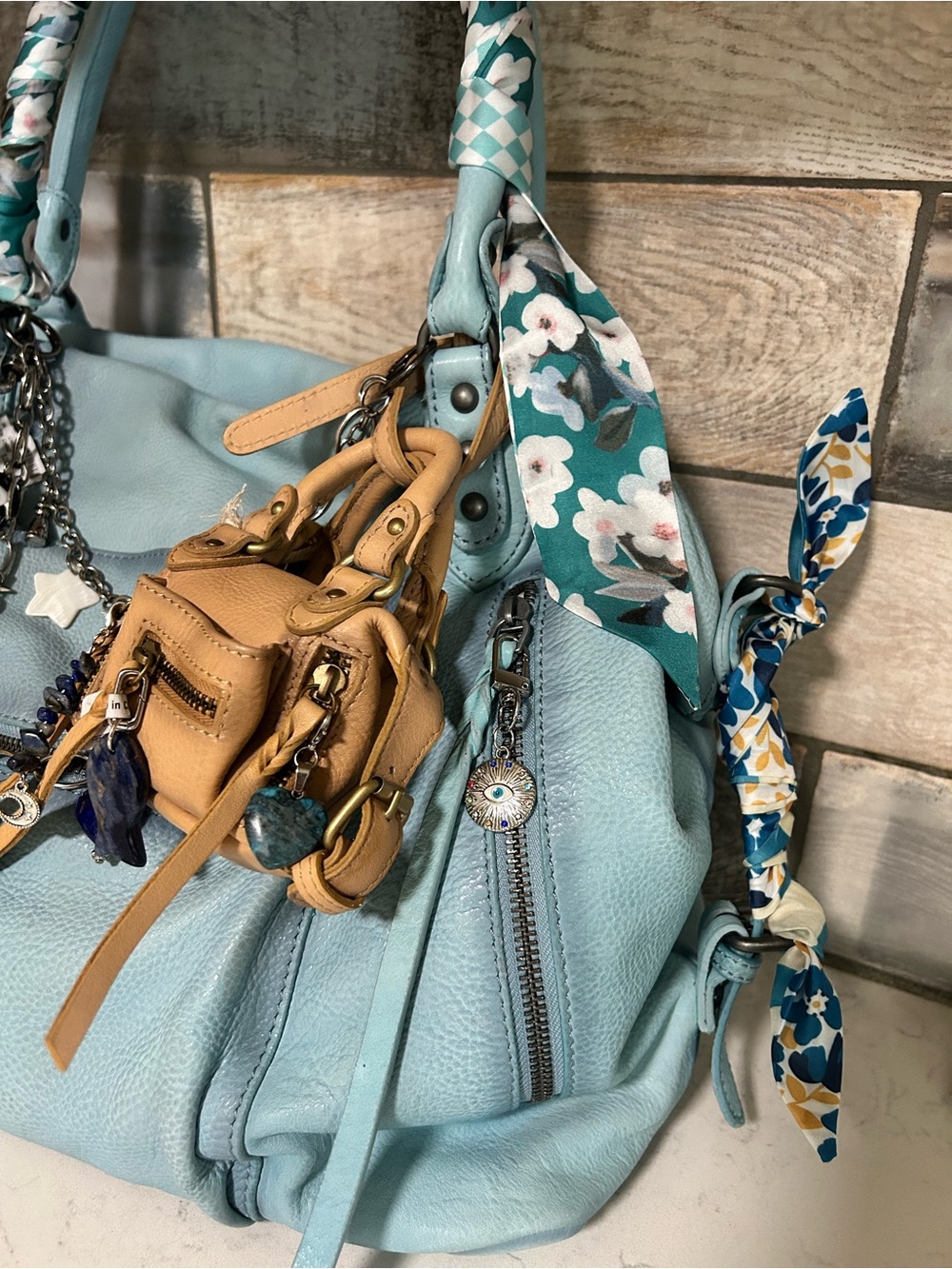 LIKE NEW We The Free Emerson Tote Washed Sail-Micro Emerson-Charms & Scarves - Picture 4 of 16
